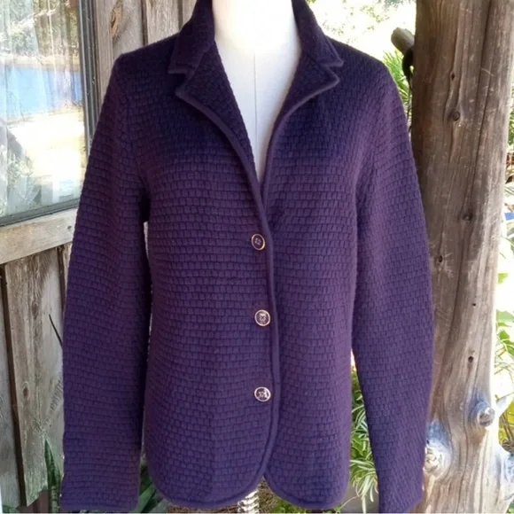 Talbot's purple merino wool sweater blazer - Picture 1 of 9